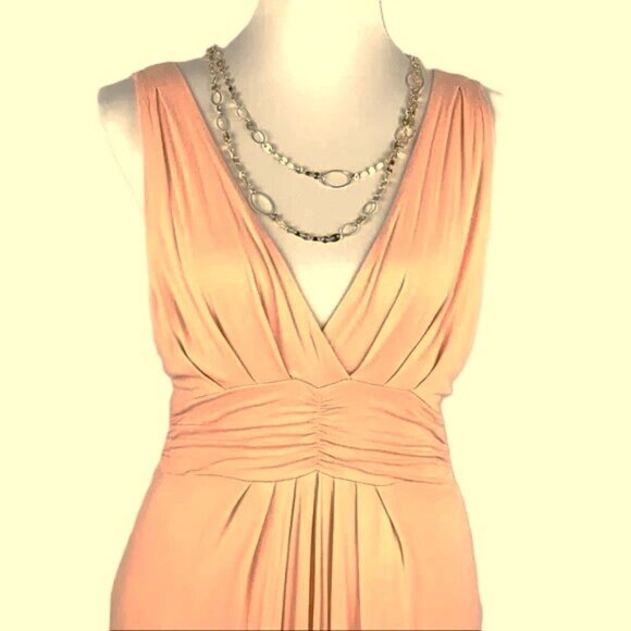 IMAN Sexy V-Neck Front and Back Sleeveless Peach Maxi Dress LARGE NWT $99.00 - Picture 4 of 6